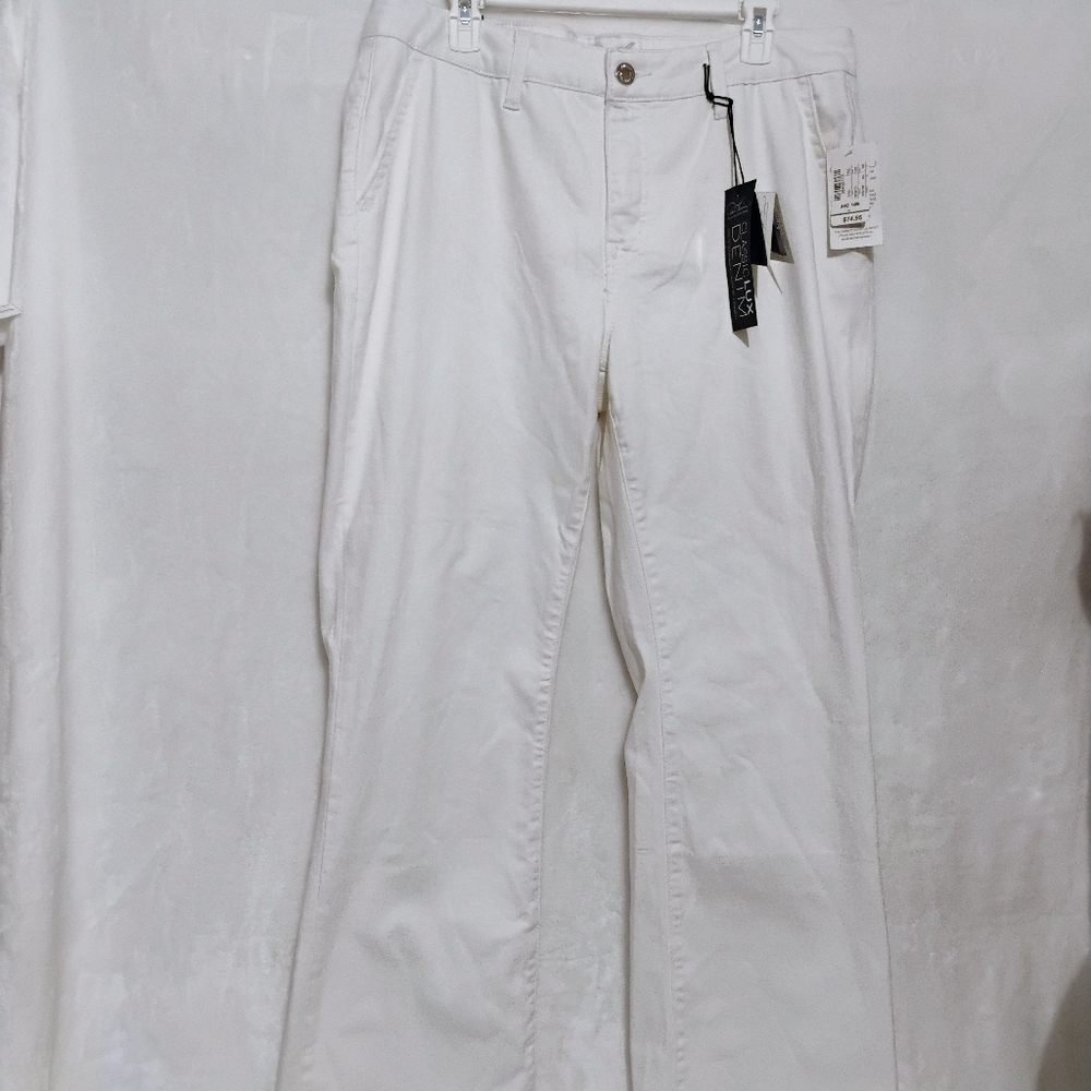 Diane Gilman White Boot‎ Cut Jeans Size 14 Forever Lux Slim Stretch NEW NWT I